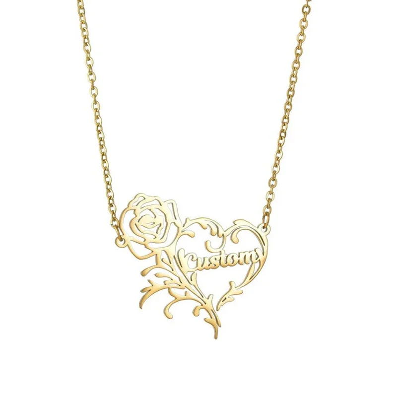맞춤형 이름 장미 하트 매력 목걸이, 로맨틱 맞춤형 스 - Birth Flower Necklace 리뷰 및 가격